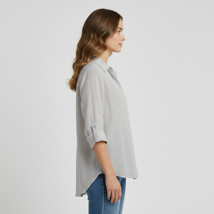 Camicia da donna a taglio comodo con bottoni per tutti i giorni