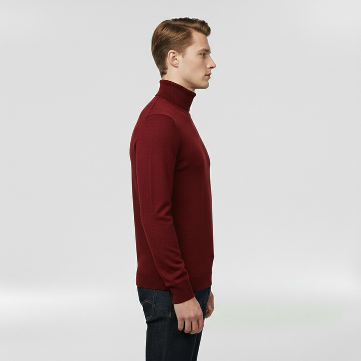 Pánský pletený svetr s vysokým límcem, teplý, elegantní a ležérní na zimu