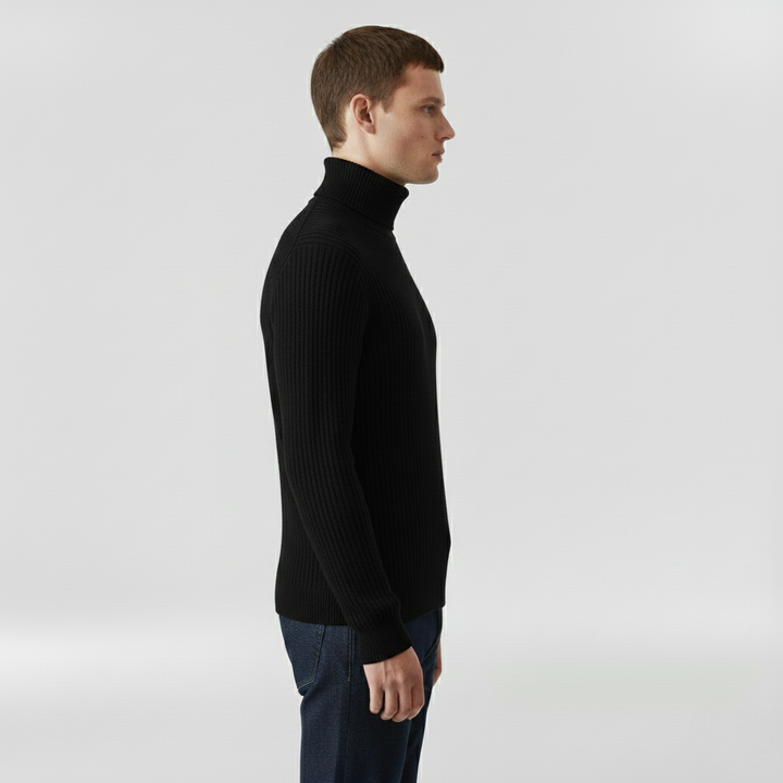 Gerippter Rollkragenpullover für Herren für Herbst und Winter im Alltag