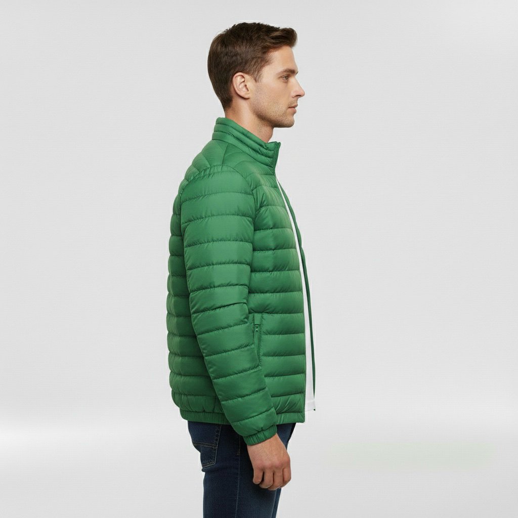 Geacă matlasată ușoară pentru bărbați cu guler înalt pentru iarnă