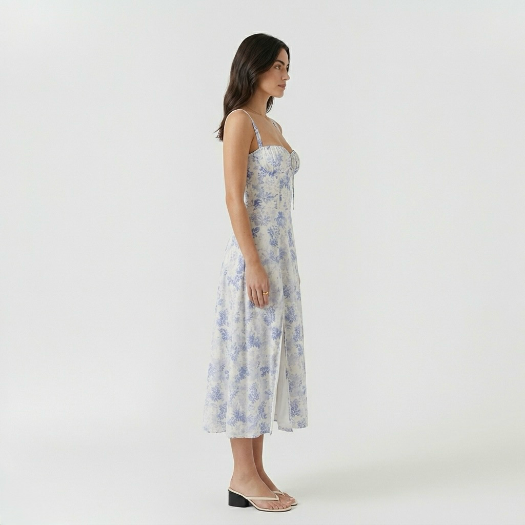 Vestido midi de tirantes con abertura lateral para mujer