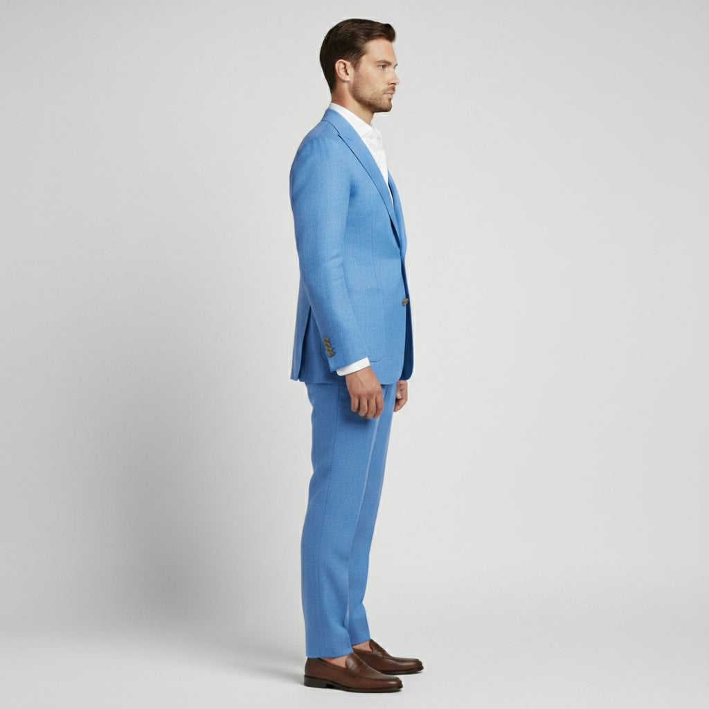 Costume en lin 2 pièces pour homme avec veste croisée pour mariages