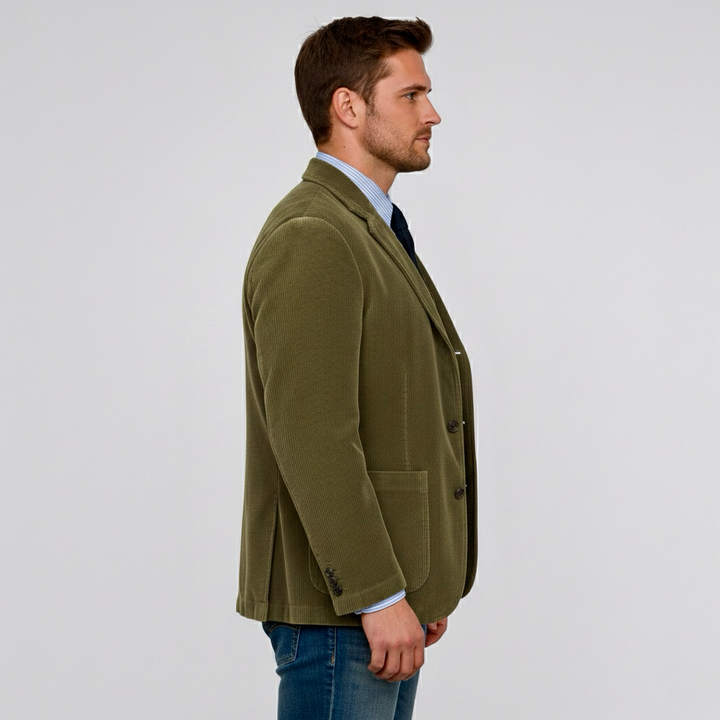 Sacou bărbați din catifea cu rever și nasturi