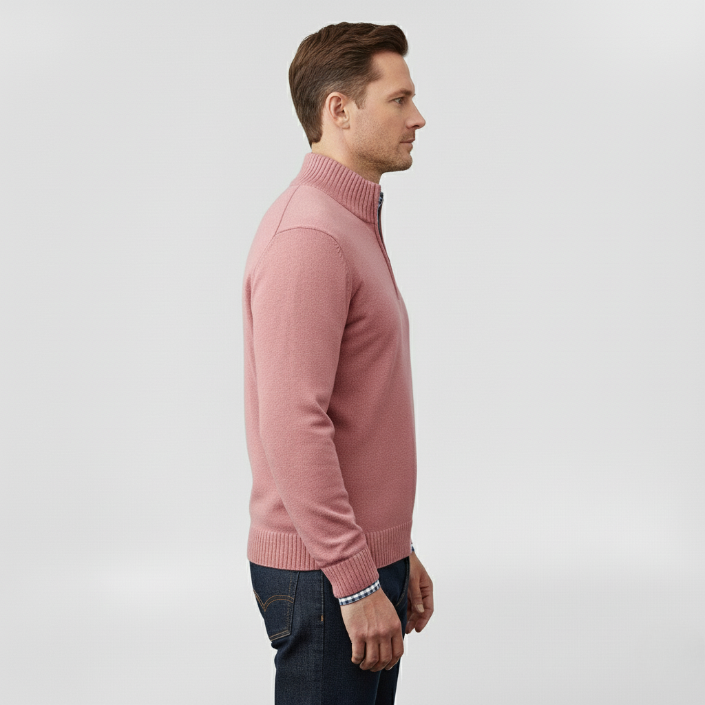 Pánský svetr se středním zipem pro vrstvení a každodenní nošení