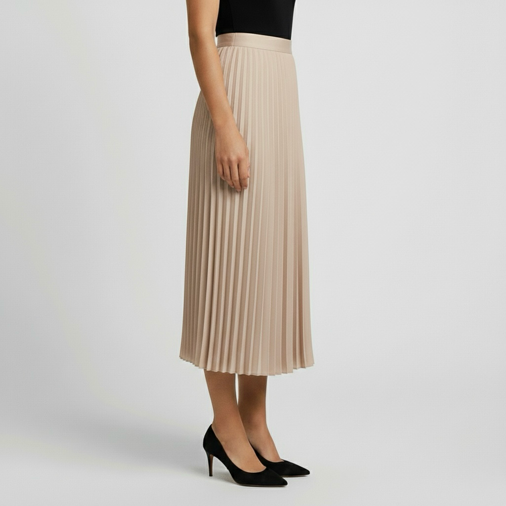 Falda midi plisada clásica para uso diario y oficina