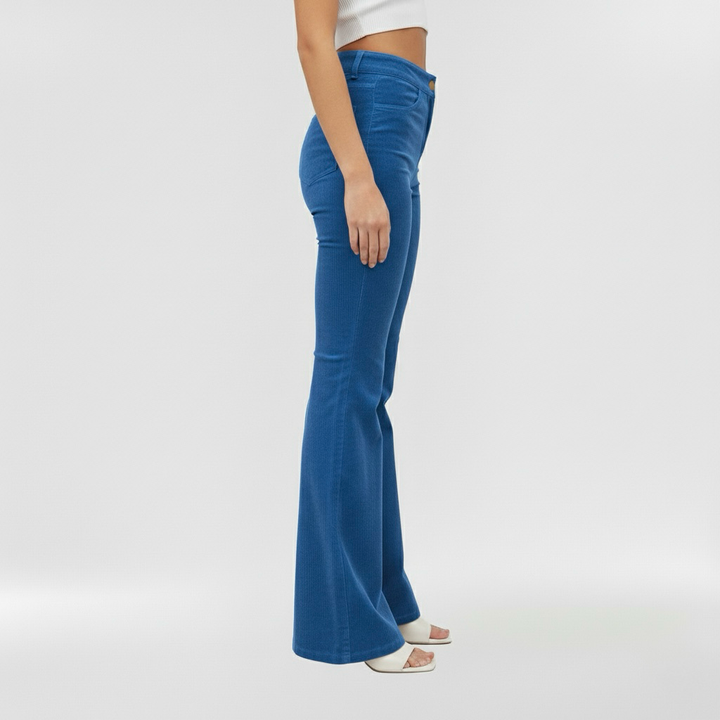 Γυναικεία παντελόνια με φαρδύ καμπάνα και ψηλή μέση για καθημερινή χρήση