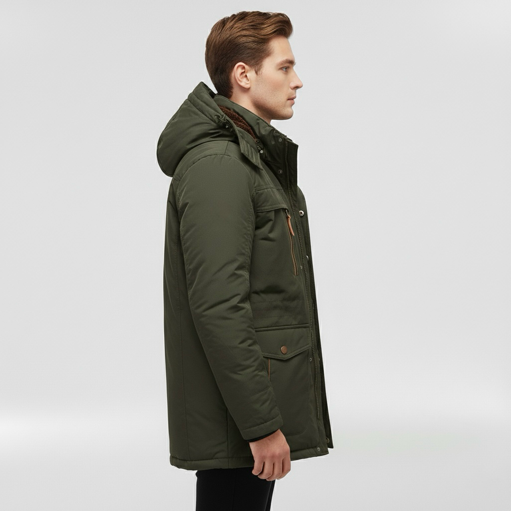 Pánská prošívaná bunda s kapucí, každodenní zimní kabát