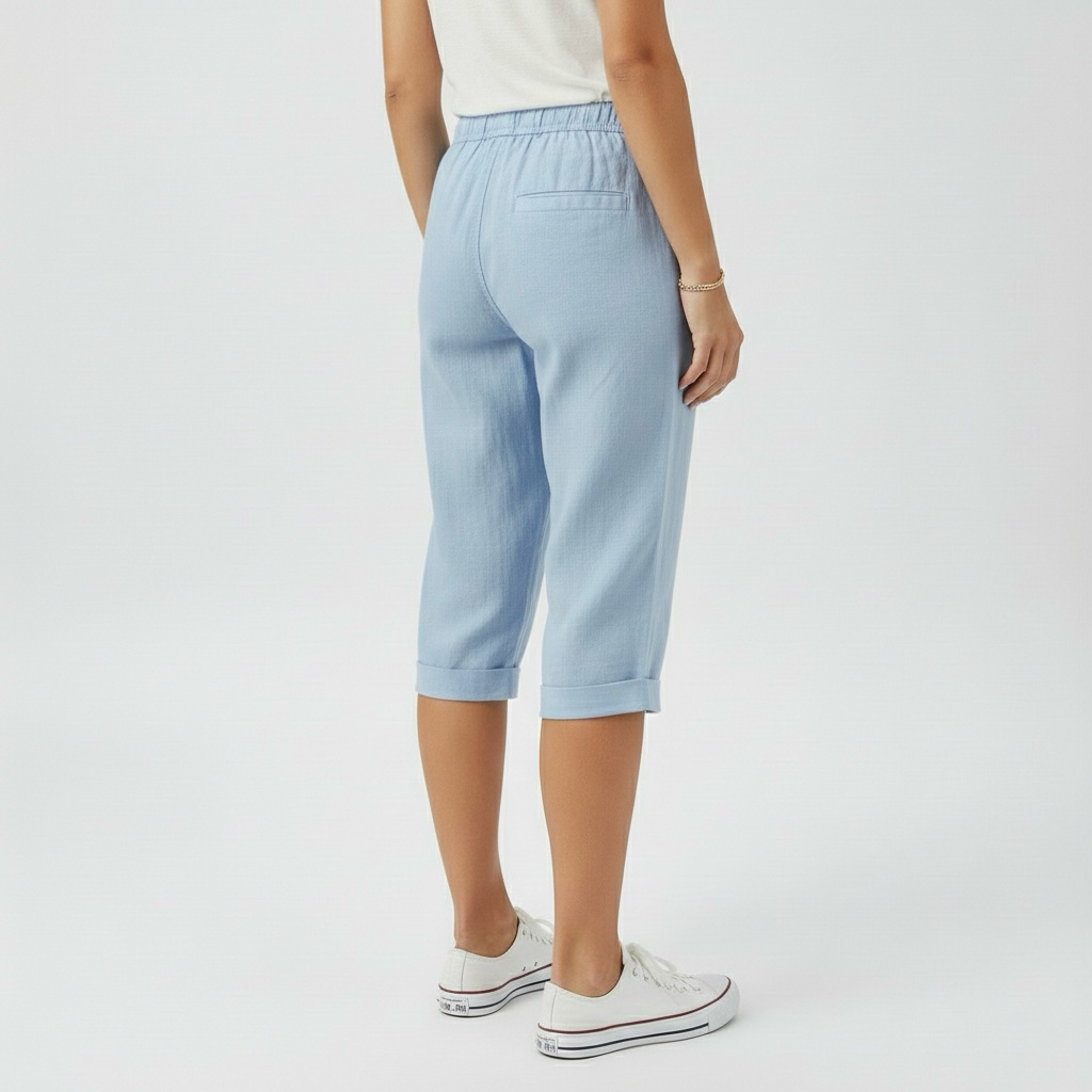 Pantaloncini informali al ginocchio con cordoncino da donna