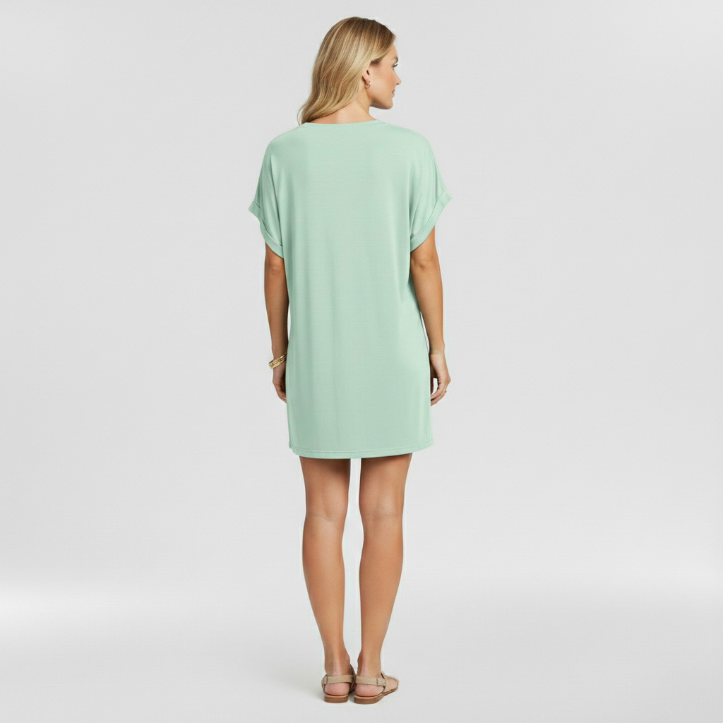 Dámské šaty s výstřihem do V a krátkým rukávem pro příležitostné nošení v létě