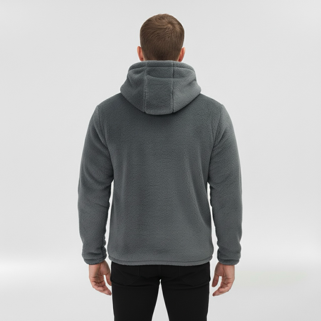 Kurtka z polaru z kapturem i zamkiem błyskawicznym dla mężczyzn na zimę