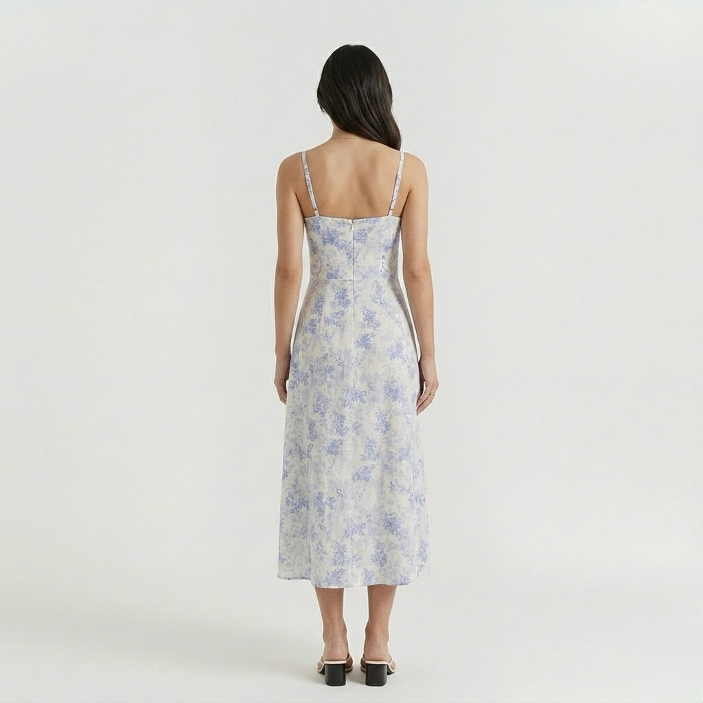 Vestido midi de tirantes con abertura lateral para mujer