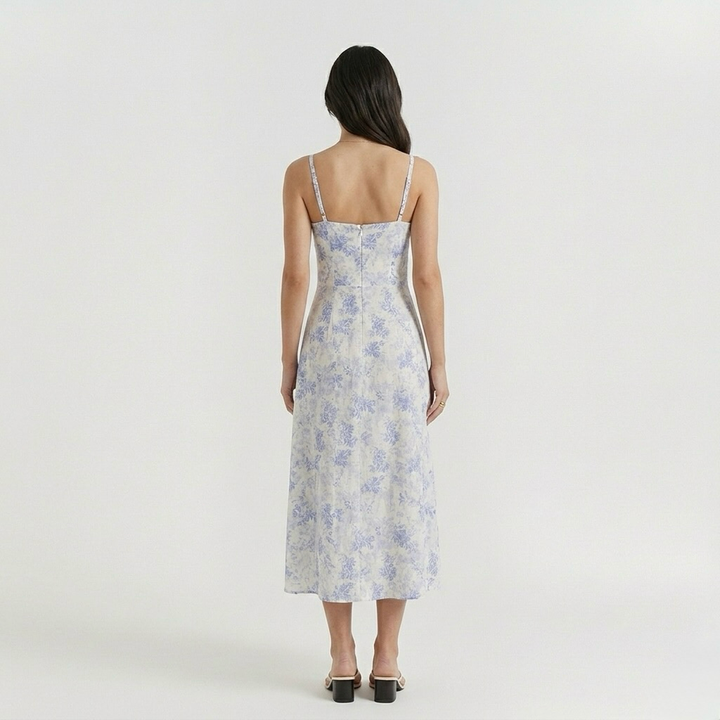 Vestido midi de tirantes con abertura lateral para mujer