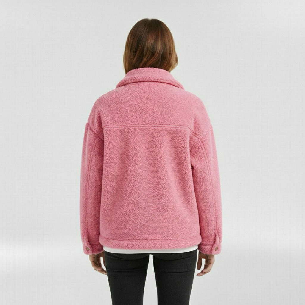 Chaqueta polar para mujer con botones delanteros para abrigarse a diario