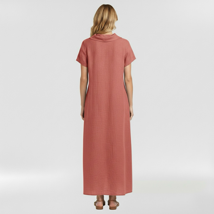 Vestido largo suelto para mujer de manga corta casual