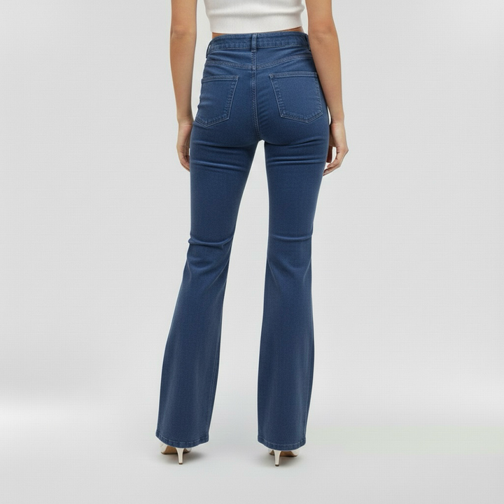 Γυναικεία παντελόνια με φαρδύ καμπάνα και ψηλή μέση για καθημερινή χρήση