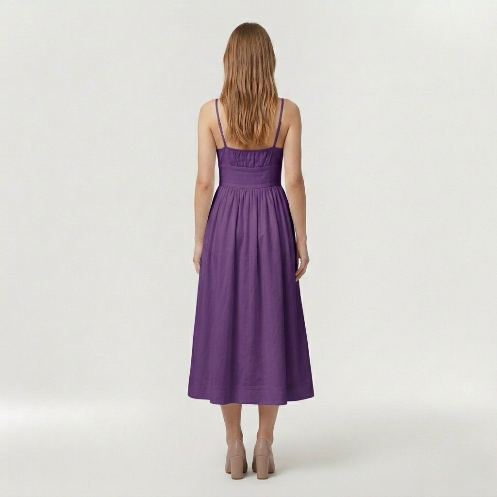 Robe midi sans manches pour femme avec fines bretelles