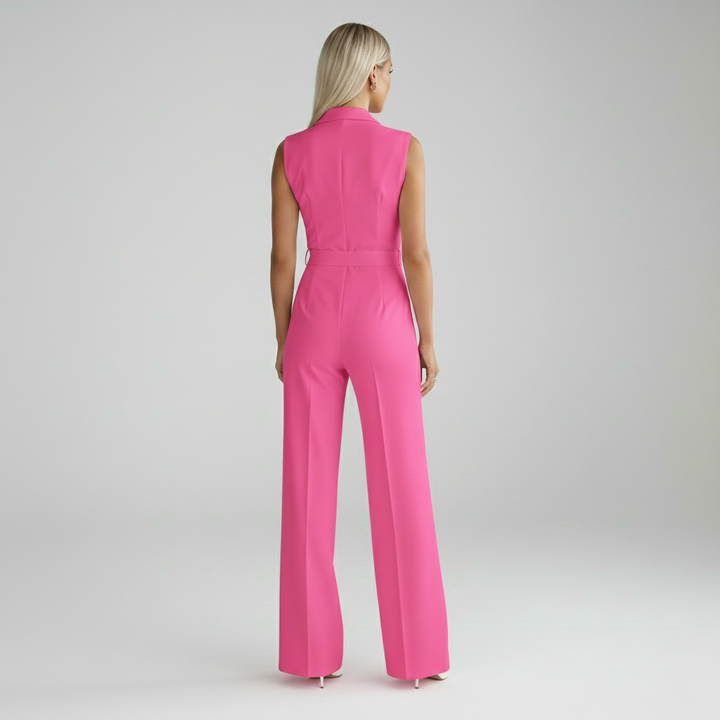 Dámský overal bez rukávů a s výstřihem do V na společenské události a večery