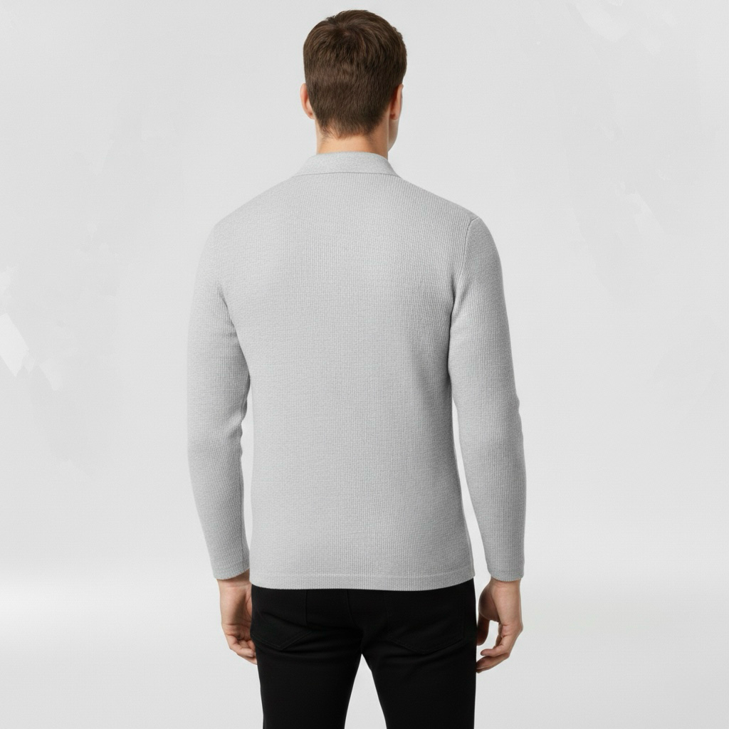 Pánský svetr na zip s vysokým límcem pro každodenní vrstvení