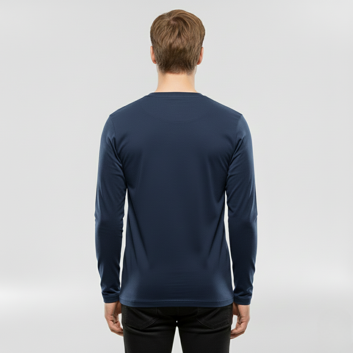 Męska koszulka z długim rękawem i okrągłym dekoltem na co dzień i do warstwowania