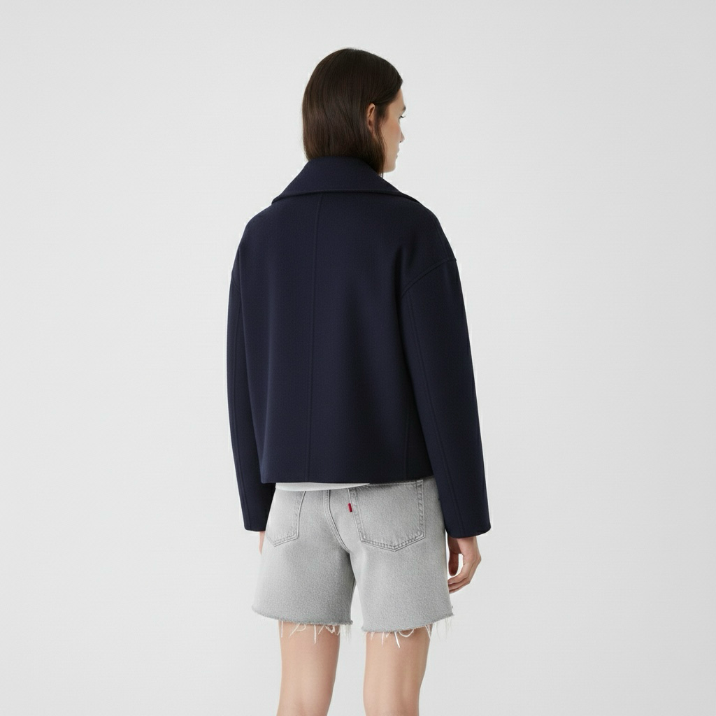 Cappotto lungo da donna con doppia abbottonatura frontale per l'inverno