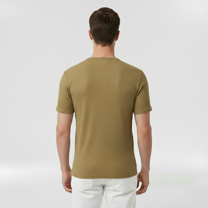 Κοντομάνικη μπλούζα Henley για άντρες με κουμπιά