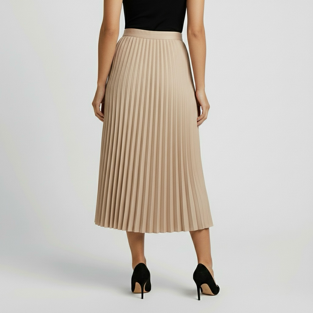 Falda midi plisada clásica para uso diario y oficina