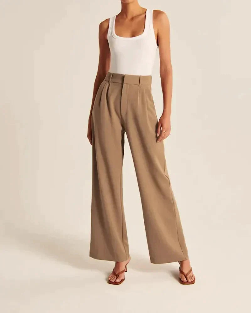 Pantalón Ancho Sastre Mujer | Cintura Alta & Corte Amplio
