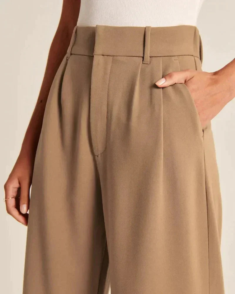 Pantalón Ancho Sastre Mujer | Cintura Alta & Corte Amplio