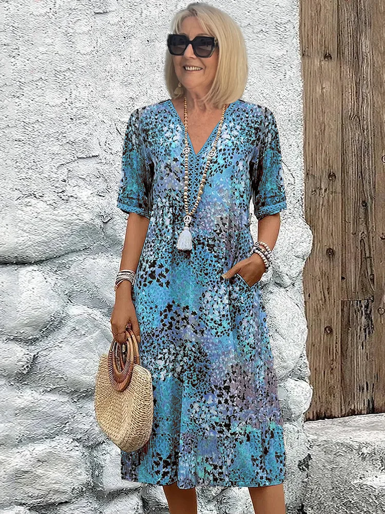 Vestido Midi Floral para Mujer con Corte Relajado y Diseño que Favorece la Figura - Estilo Casual Elegante de Diario