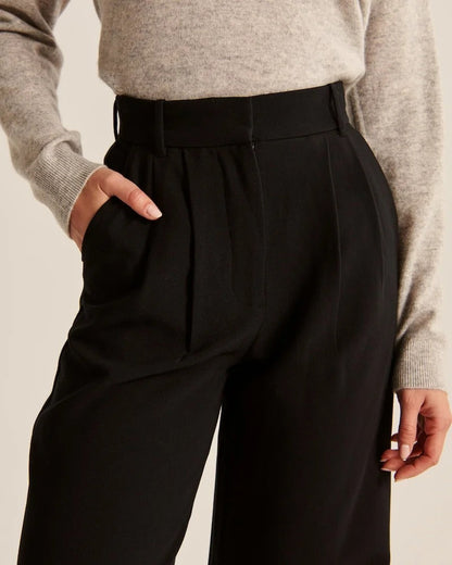 Pantalón Ancho Sastre Mujer | Cintura Alta & Corte Amplio