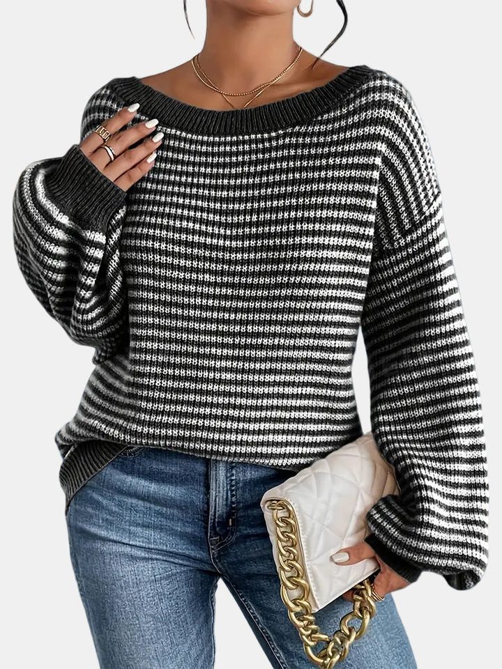 Nivora Pull Femme | Pull Rayé à Manches Longues
