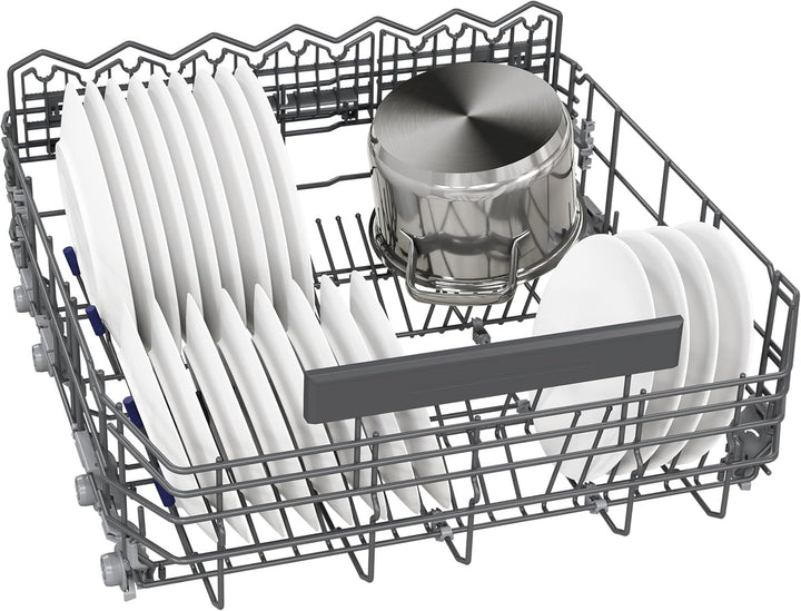 Siemens SN43ES14VE, iQ300 Smarter Geschirrspüler, Unterbau-Spülmaschine mit Besteckschublade, 60 cm, automatische Türöffnung dank autoOpen dry, besonders leise mit iQdrive-Motor, aquaStop, Edelstahl