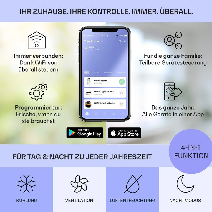 Klarstein Mobile Klimaanlage mit Abluftschlauch, 3-in-1 Klimagerät mit Ventilator, Luftentfeuchter & Nachtmodus, Kleine & Portable Klimaanlage für Wohnung & Büro, 12000 BTU Niedrig Verbrauch