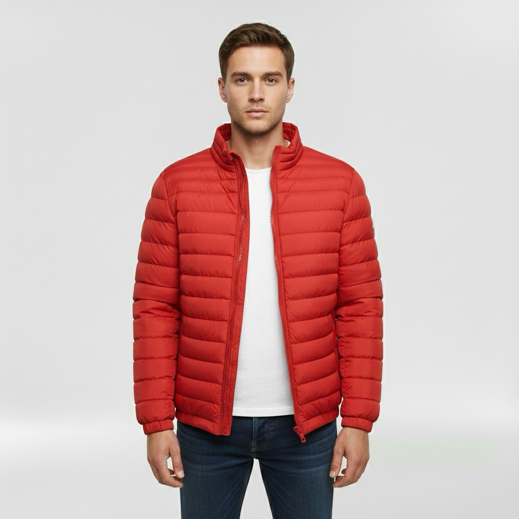 Geacă matlasată ușoară pentru bărbați cu guler înalt pentru iarnă