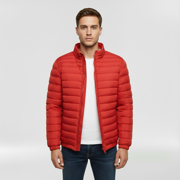 Geacă matlasată ușoară pentru bărbați cu guler înalt pentru iarnă