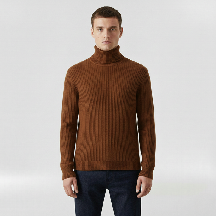 Gerippter Rollkragenpullover für Herren für Herbst und Winter im Alltag
