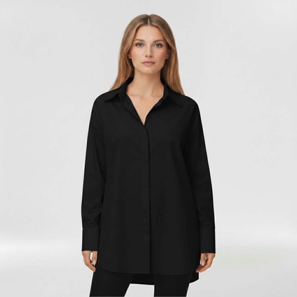 Camicia con bottoni da donna a maniche lunghe per l'ufficio