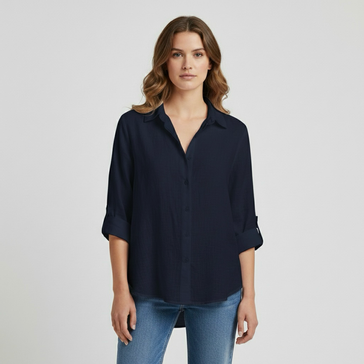 Camicia da donna a taglio comodo con bottoni per tutti i giorni