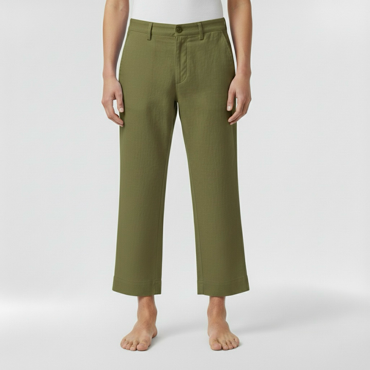 Pánské lněné kalhoty rovného střihu pro každodenní nošení