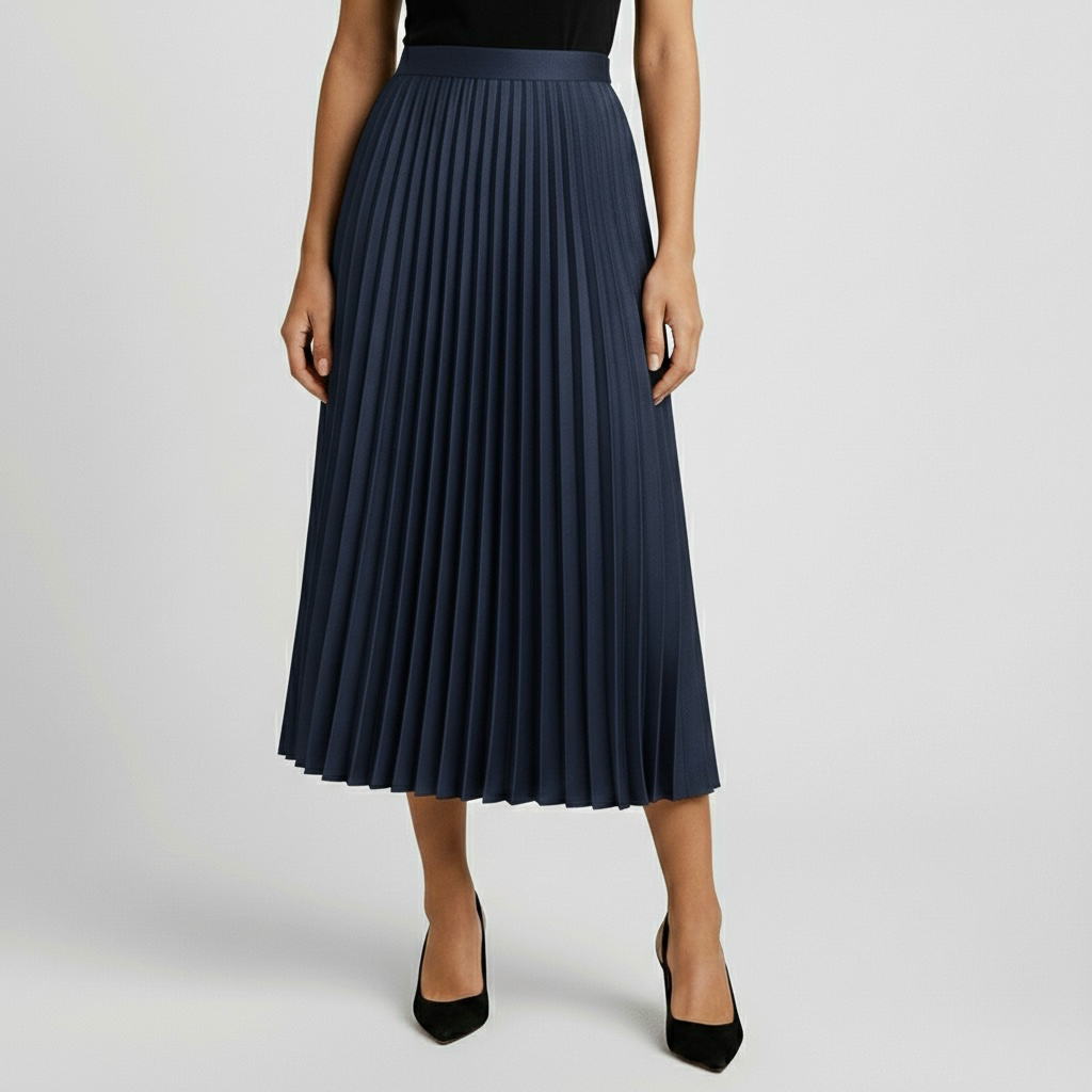 Falda midi plisada clásica para uso diario y oficina