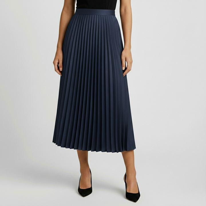 Falda midi plisada clásica para uso diario y oficina