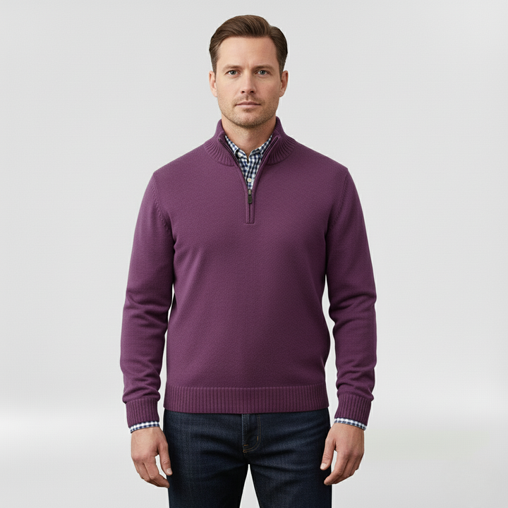 Pánský svetr se středním zipem pro vrstvení a každodenní nošení