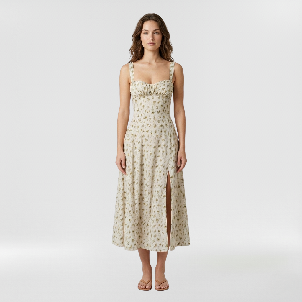 Vestido midi de tirantes con abertura lateral para mujer