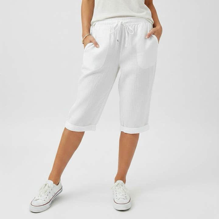 Pantaloncini informali al ginocchio con cordoncino da donna