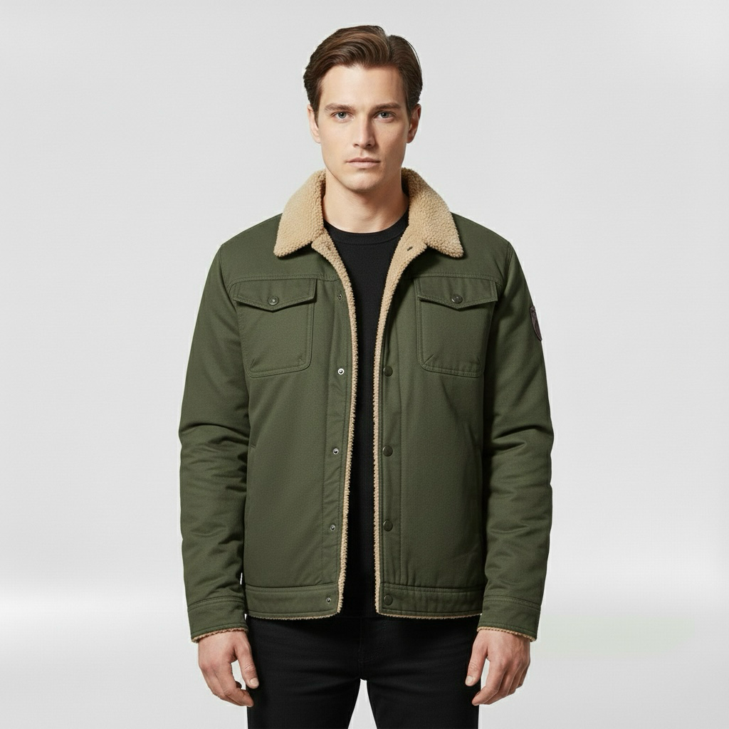 Kurtka bomberka męska z kołnierzem w kontrastowym kolorze do codziennego użytku casualowego