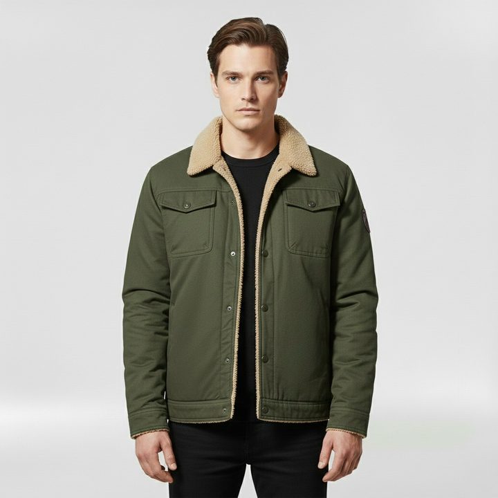 Kurtka bomberka męska z kołnierzem w kontrastowym kolorze do codziennego użytku casualowego