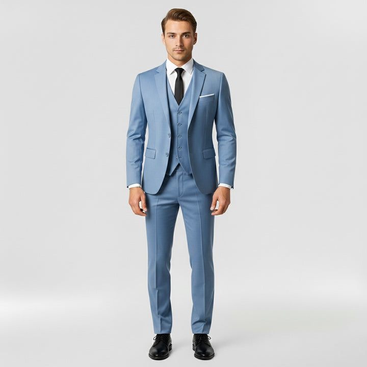 Férfi 3 részes formális öltöny zakóval, mellénnyel és nadrággal