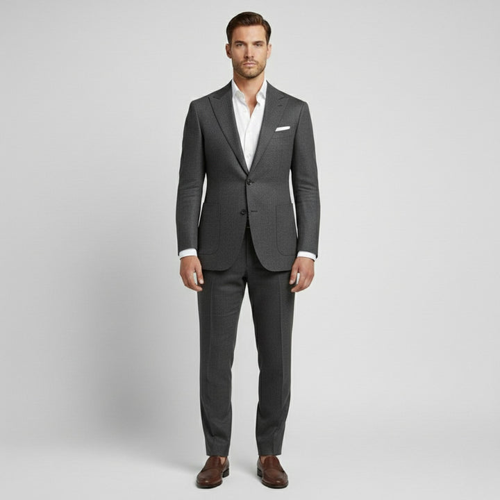 Costume en lin 2 pièces pour homme avec veste croisée pour mariages