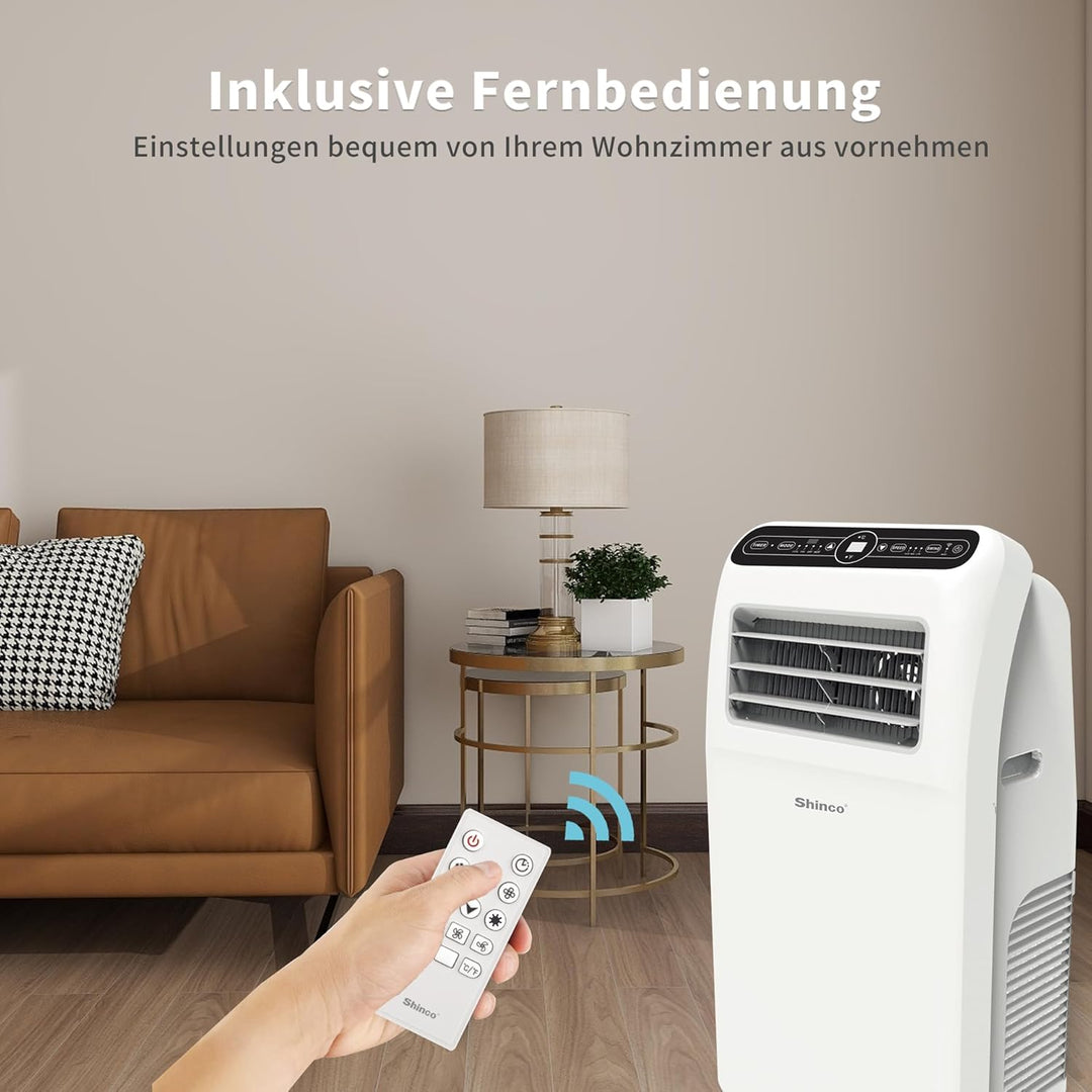 SHINCO Mobile Klimaanlage mit Abluftschlauch, 3-in-1Klimaanlage mit Luftentfeuchter&Ventilator, 7000BTU, 2,05 kW, Mobiles Klimagert mit Schlafmodus, Timer und Montagematerial, Rume bis 54m