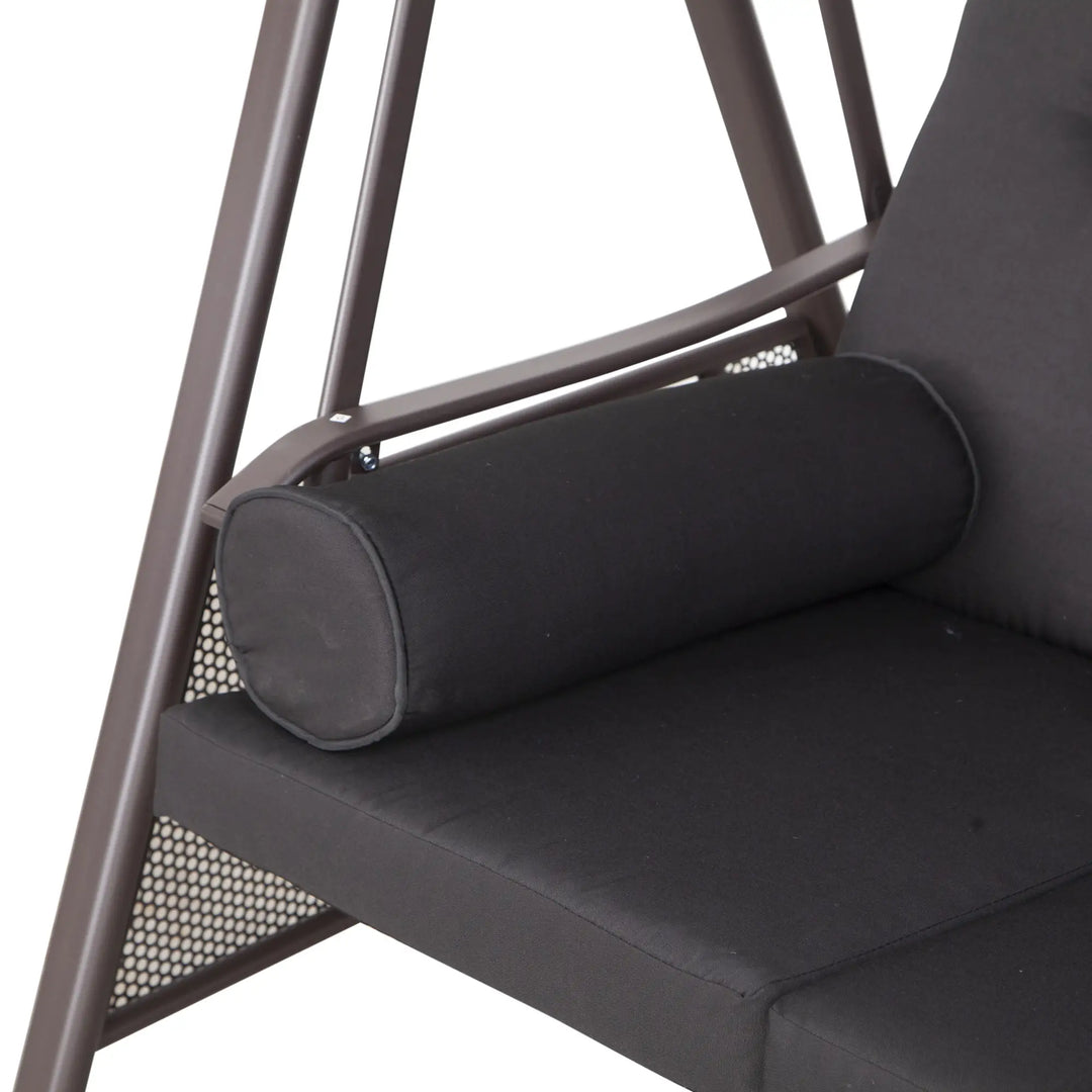 Outsunny 3-Sitzer Hollywoodschaukel mit Sonnendach & Kissen – Schwarz